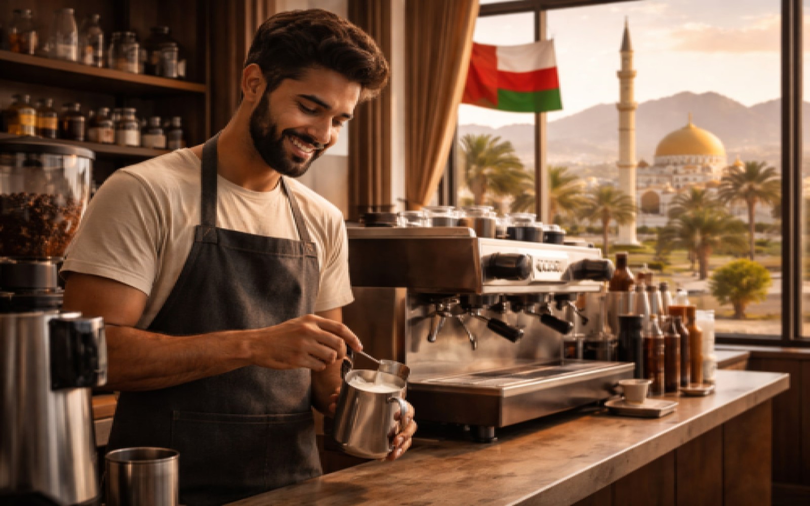 استخدام باریستا در عمان 2026 | ویزای اسپانسری، حقوق 150-450 ریال و اسکان رایگان