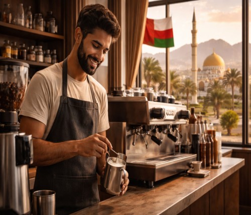 استخدام باریستا در عمان 2026 | ویزای اسپانسری، حقوق 150-450 ریال و اسکان رایگان